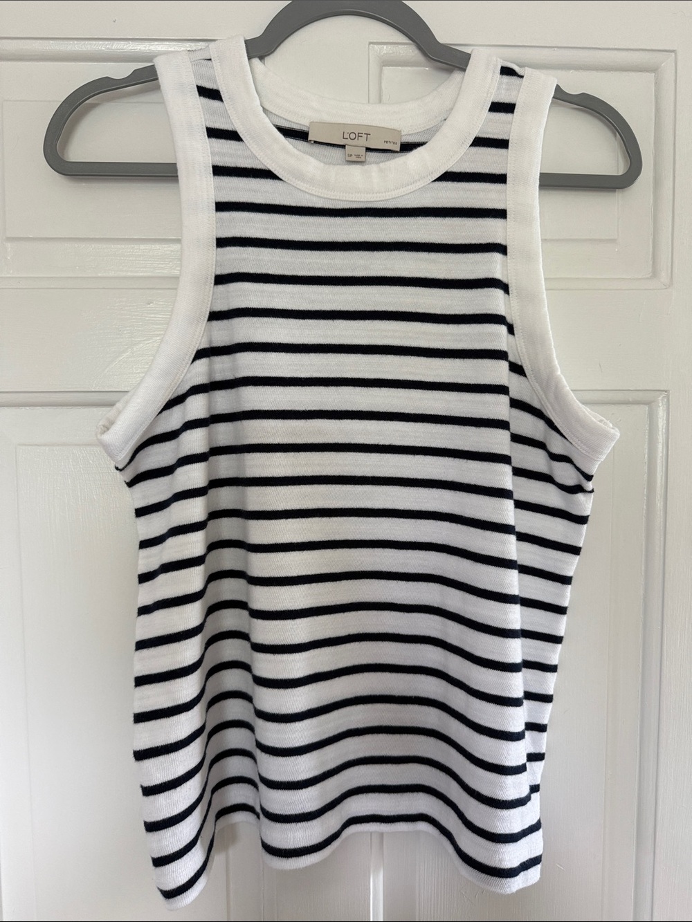 LOFT Petite Striped Sweater Tank | Size SP | White & Navy Blue | NWOT